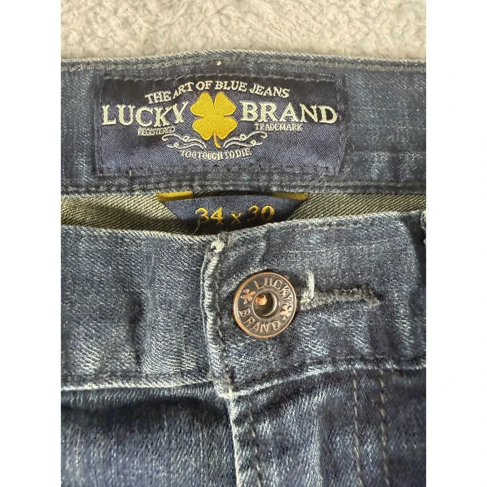 Lucky Brand Heritage Slim Dark Wash Denim Blue Jeans Mens 34 x 30 Stretch
